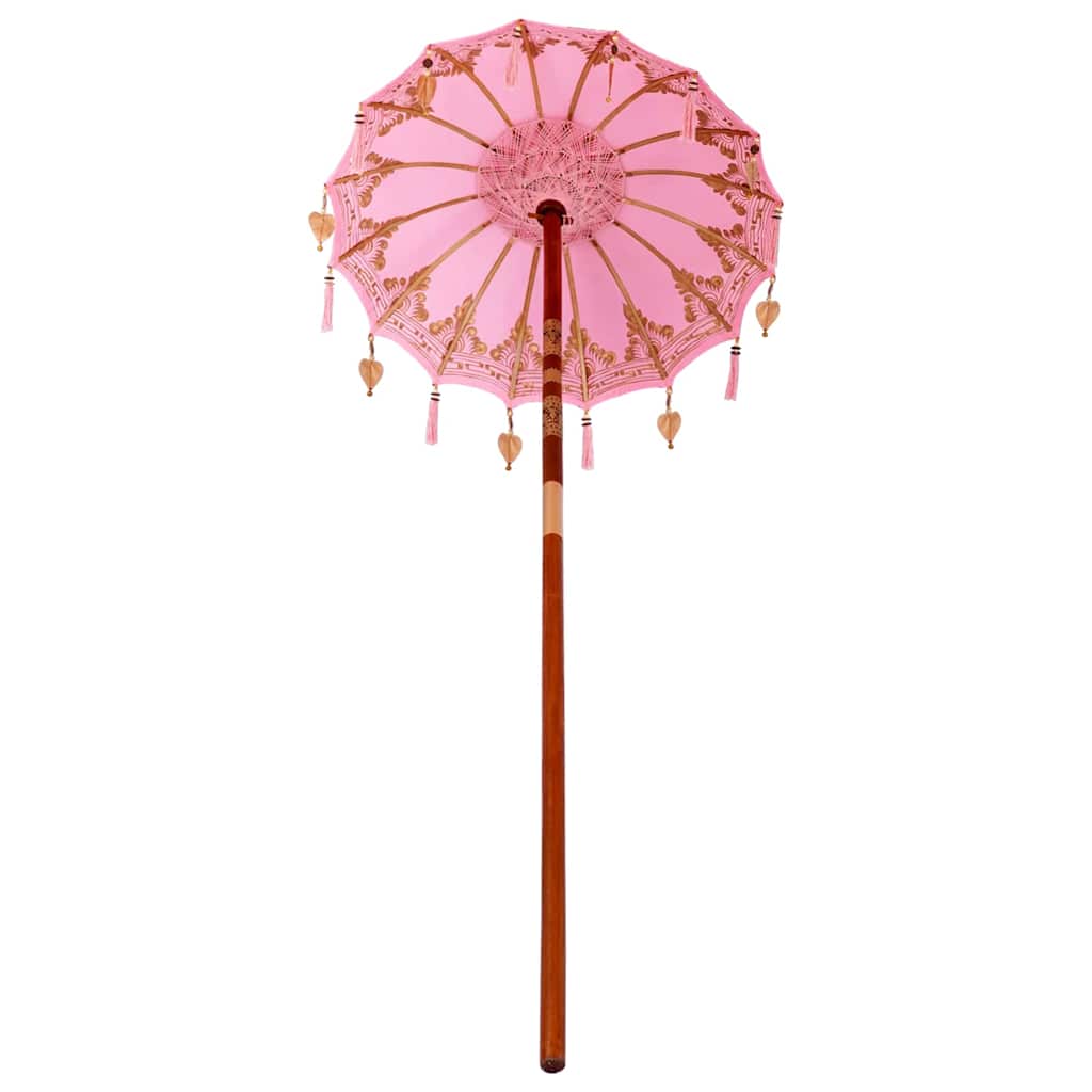 Balinesisk Parasol Rosa 125 x 125 x 260 cm Bomull