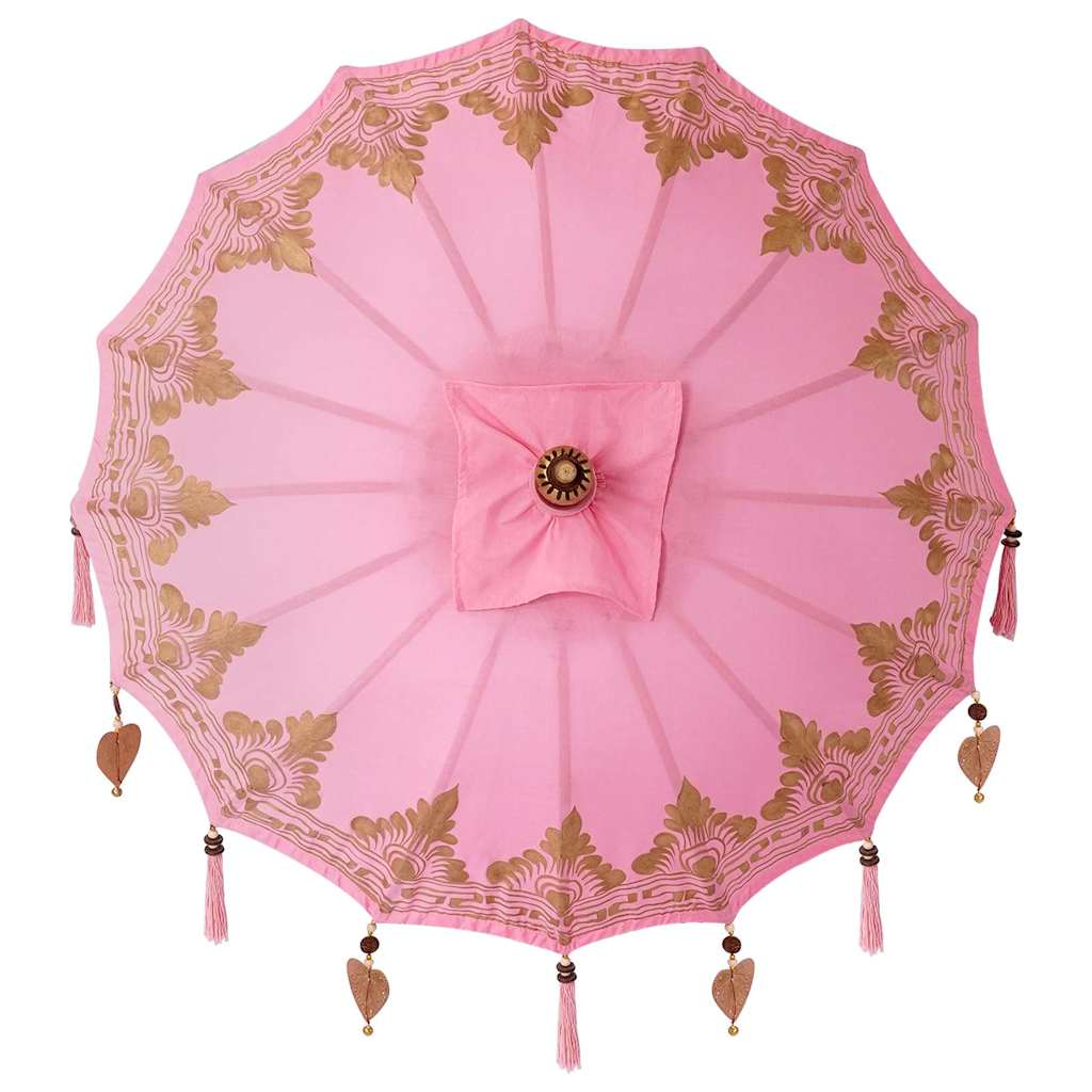 Balinesisk Parasol Rosa 125 x 125 x 260 cm Bomull