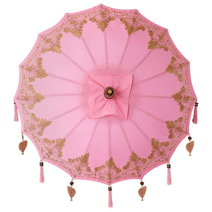 Balinesisk Parasol Rosa 125 x 125 x 260 cm Bomull