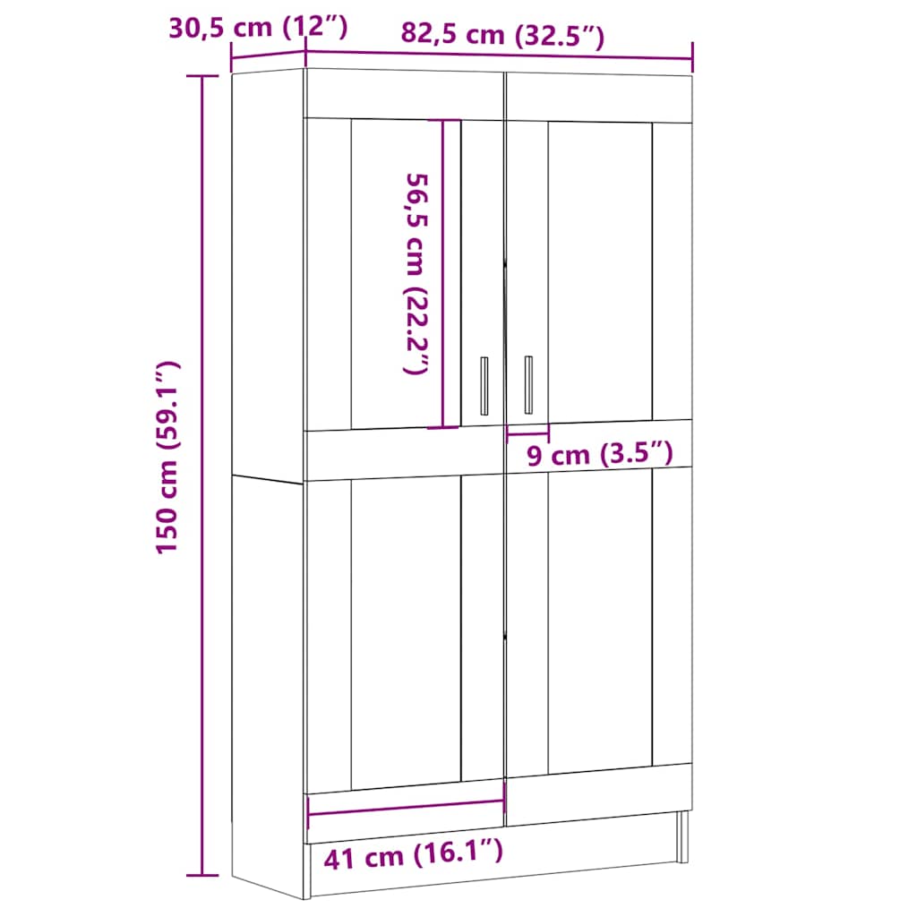 Bokskåp åldrat trä 82,5x30,5x150 cm konstruerat trä