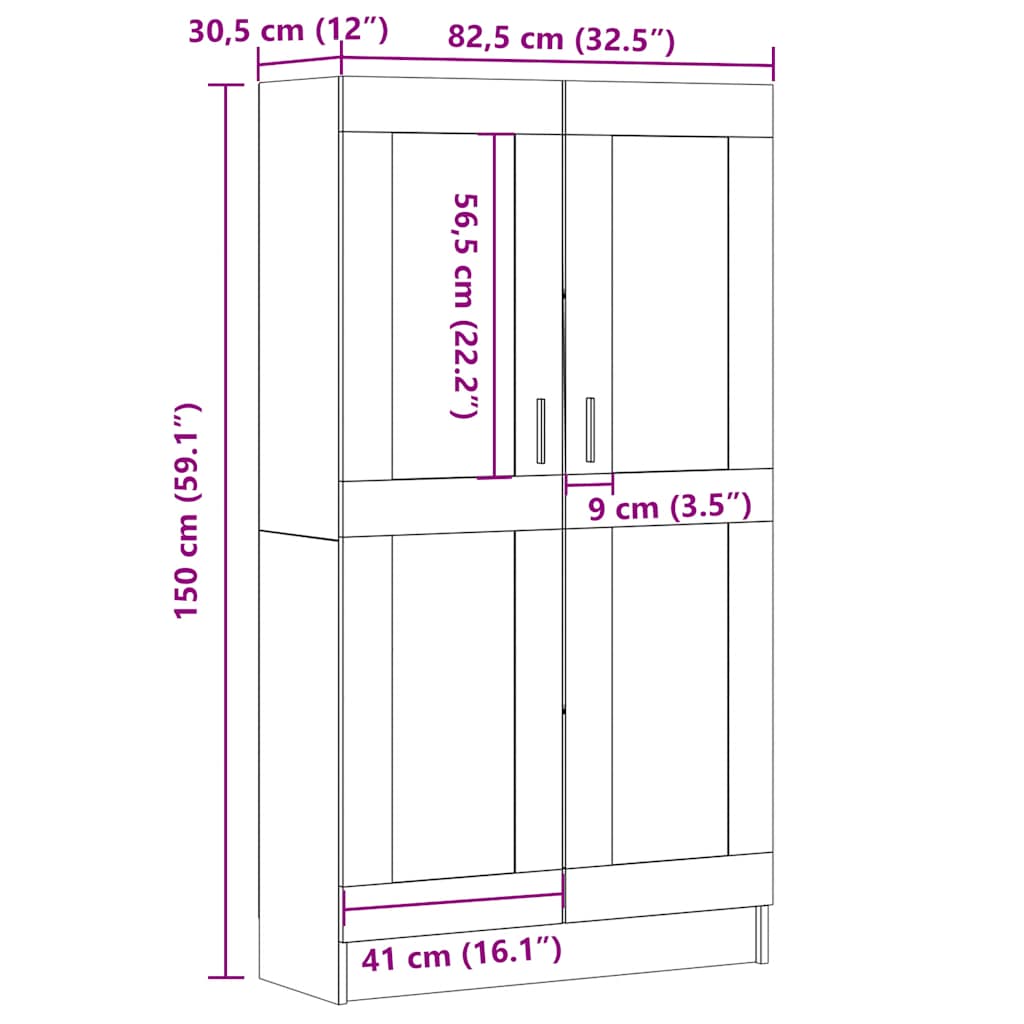 Bokhylla artisan ek 82,5x30,5x150 cm konstruerat trä