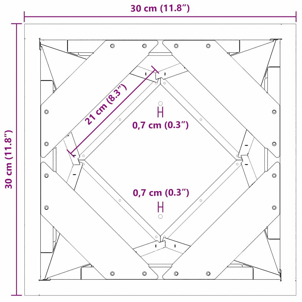 Planteringskärl Svart 30 x 30 x 75 cm Stål