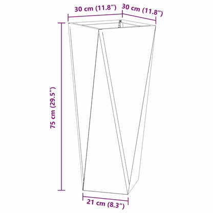 Planteringskärl 2 pcs Vit 30 x 30 x 75 cm Stål