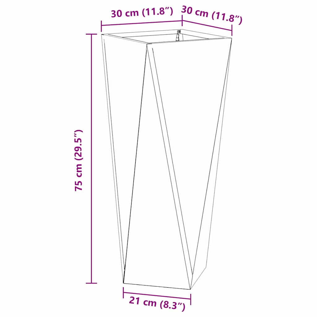 Planteringskärl 2 pcs Olivgrön 30 x 30 x 75 cm Stål