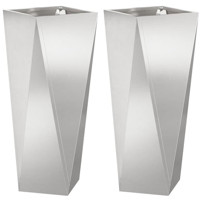 Planteringskärl 2 pcs Silver 30 x 30 x 75 cm Rostfritt stål