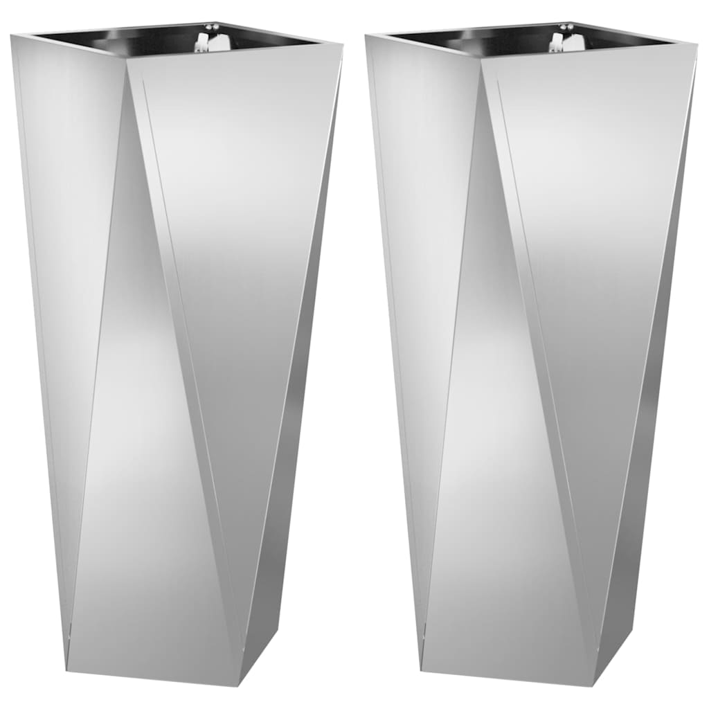 Planteringskärl 2 pcs Silver 30 x 30 x 75 cm Galvaniserat Stål