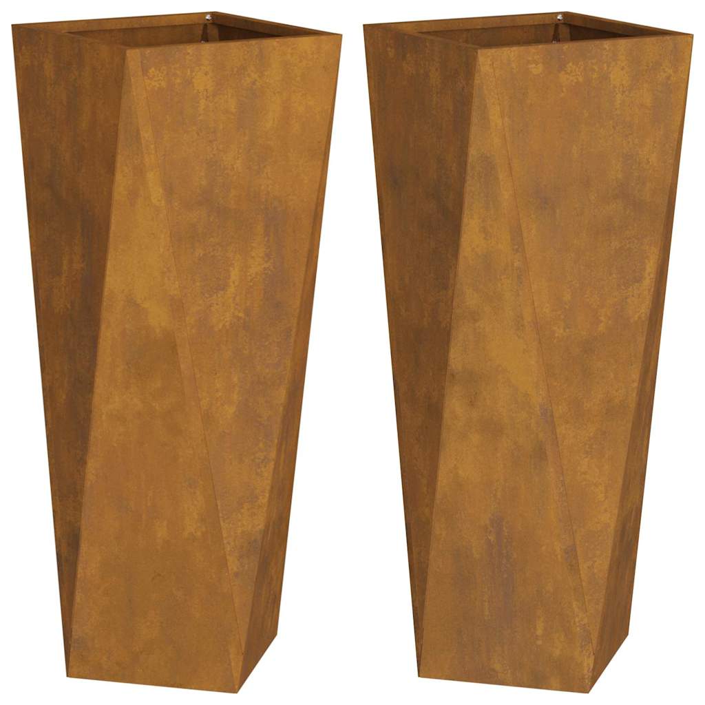 Planteringskärl 2 pcs Rostig 30 x 30 x 75 cm