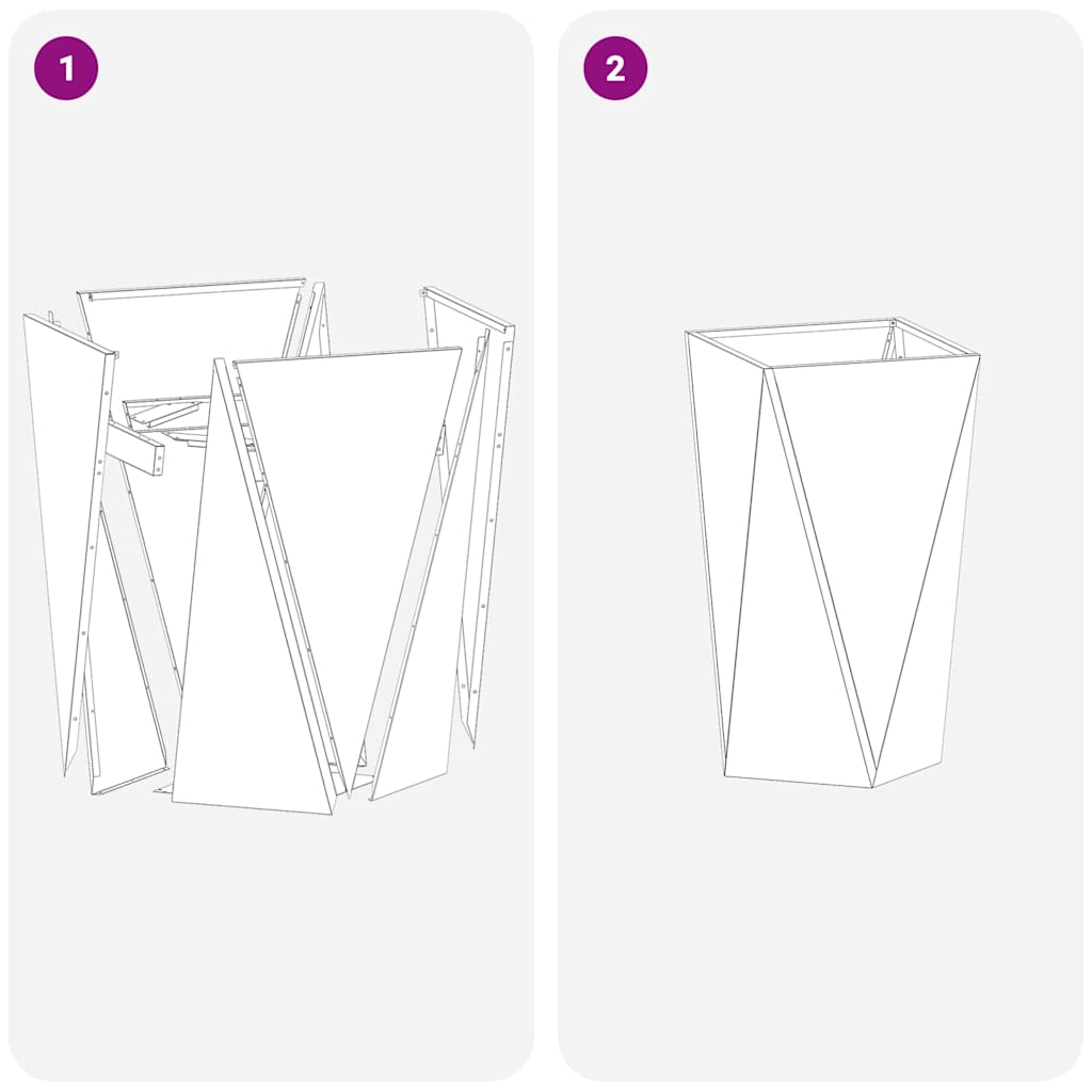 Planteringskärl 2 pcs Svart 40 x 40 x 75 cm Stål