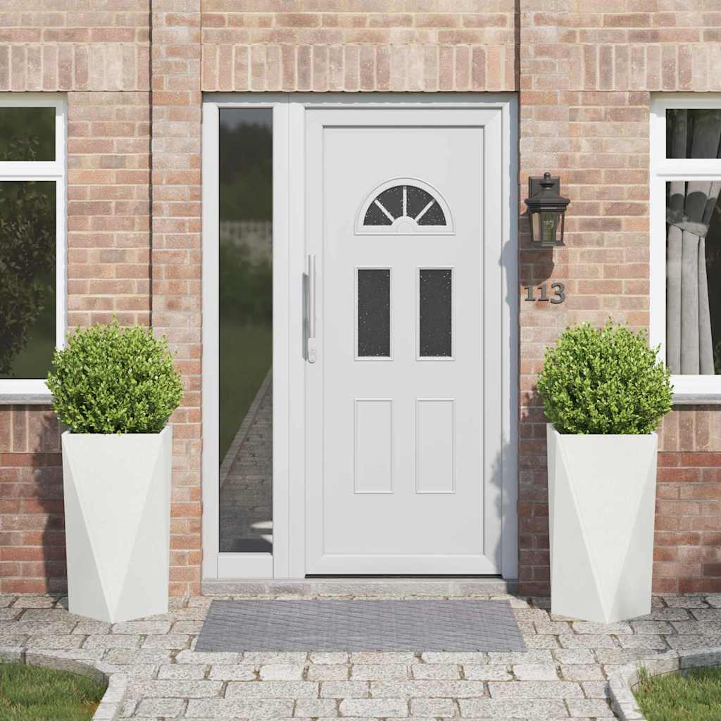 Planteringskärl 2 pcs Vit 40 x 40 x 75 cm Stål