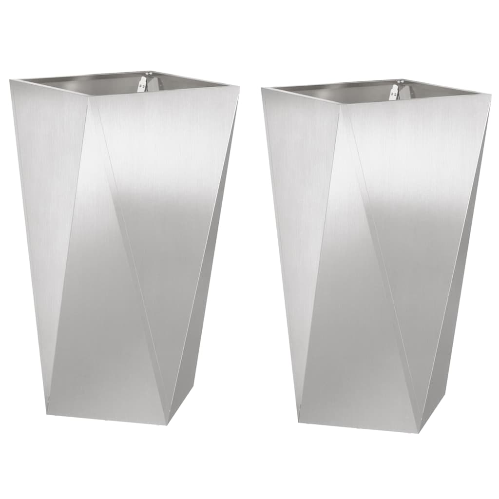 Planteringskärl 2 pcs Silver 40 x 40 x 75 cm Rostfritt stål