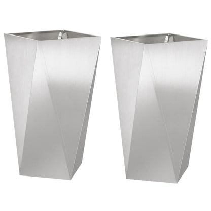 Planteringskärl 2 pcs Silver 40 x 40 x 75 cm Rostfritt stål