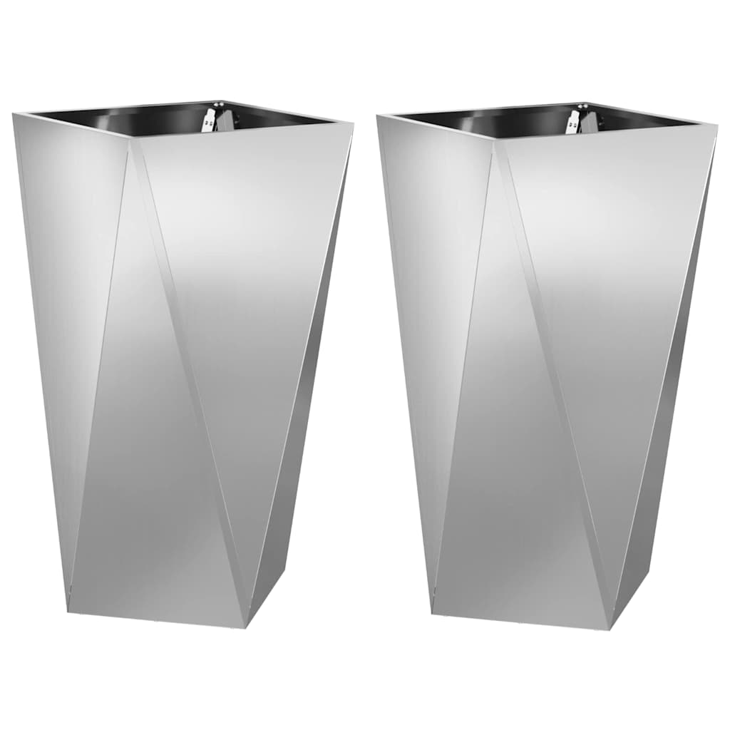 Planteringskärl 2 pcs Silver 40 x 40 x 75 cm Galvaniserat Stål
