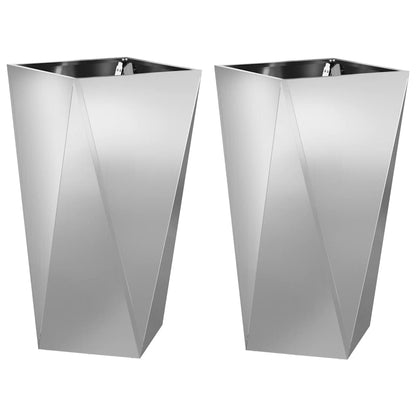 Planteringskärl 2 pcs Silver 40 x 40 x 75 cm Galvaniserat Stål