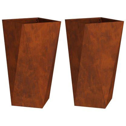 Planteringskärl 2 pcs Rostig 40 x 40 x 75 cm