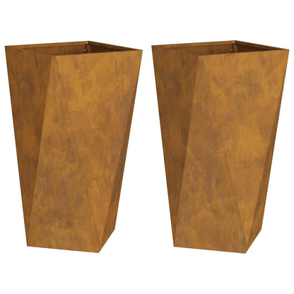 Planteringskärl 2 pcs Rostig 40 x 40 x 75 cm