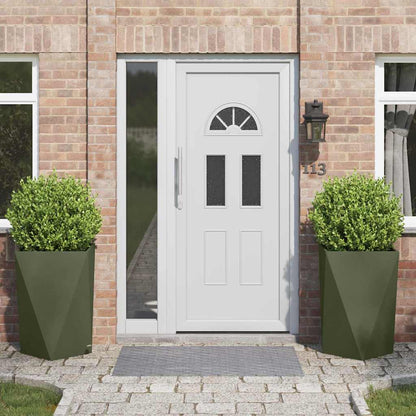 Planteringskärl 2 pcs Olivgrön 50 x 50 x 75 cm Stål