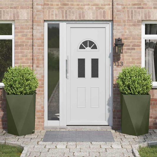 Planteringskärl 2 pcs Olivgrön 50 x 50 x 75 cm Stål