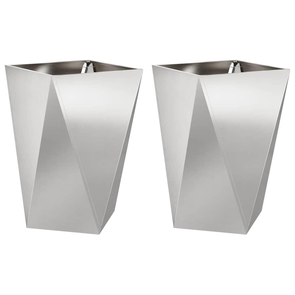 Planteringskärl 2 pcs Silver 50 x 50 x 75 cm Rostfritt stål