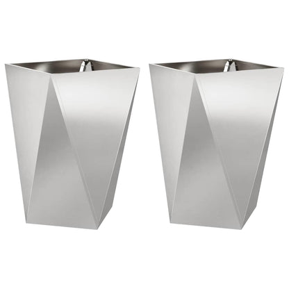 Planteringskärl 2 pcs Silver 50 x 50 x 75 cm Rostfritt stål