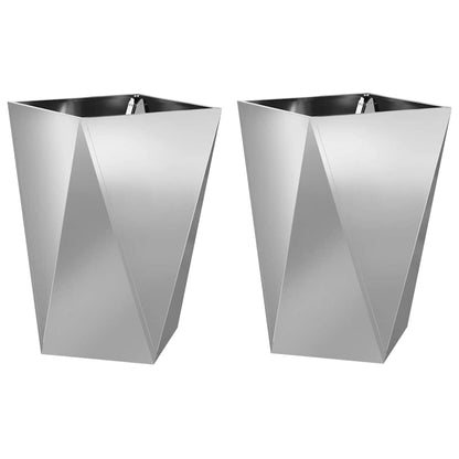 Planteringskärl 2 pcs Silver 50 x 50 x 75 cm Galvaniserat Stål
