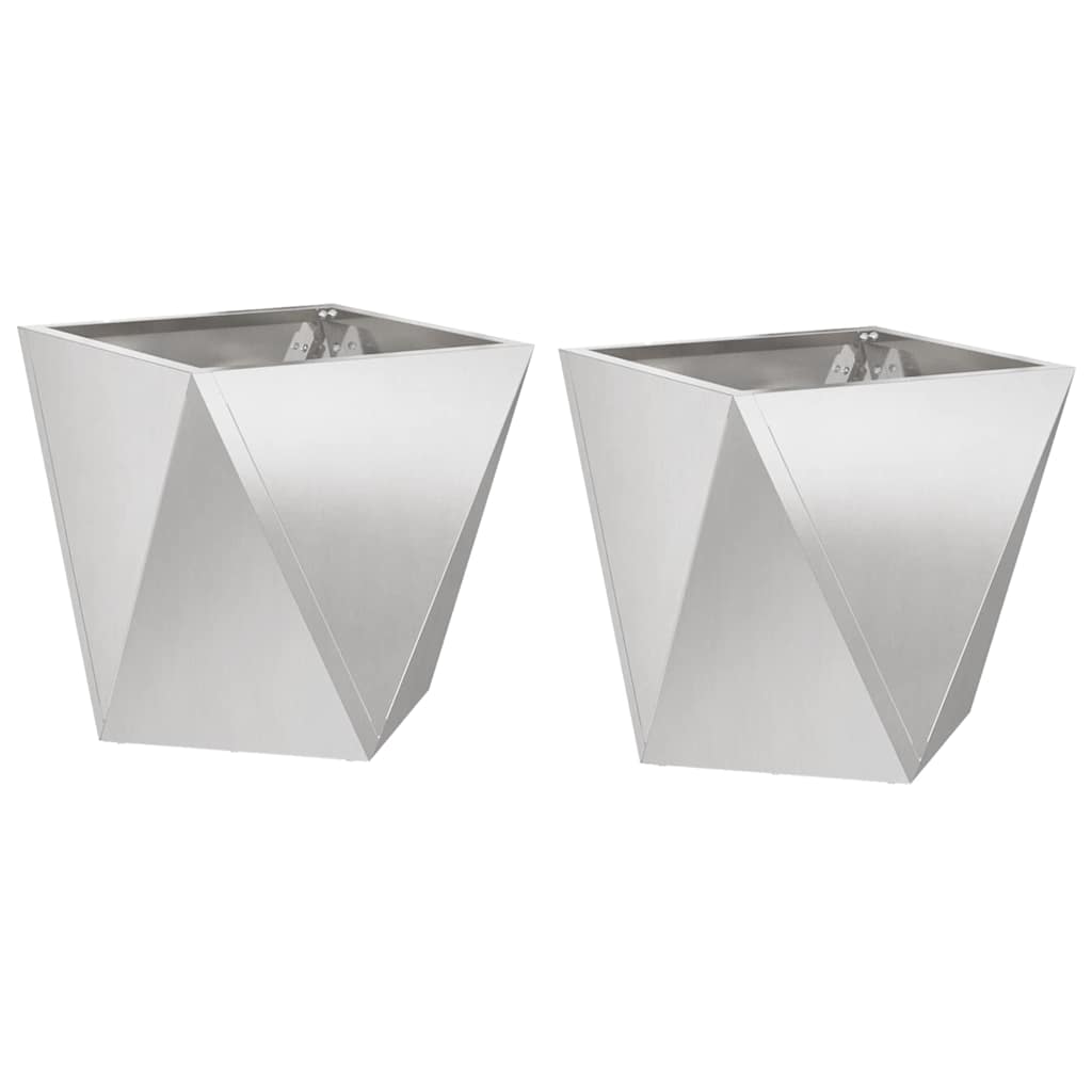 Planteringskärl 2 pcs Silver 30 x 30 x 30 cm Rostfritt stål