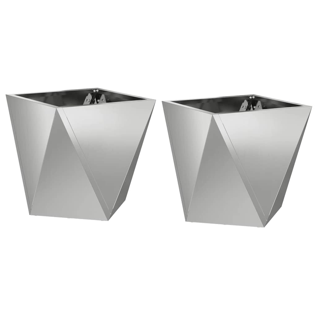 Planteringskärl 2 pcs Silver 30 x 30 x 30 cm Galvaniserat Stål