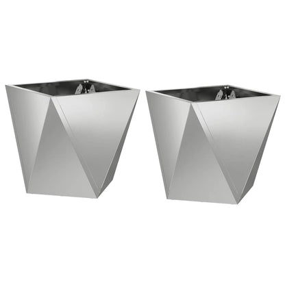 Planteringskärl 2 pcs Silver 30 x 30 x 30 cm Galvaniserat Stål