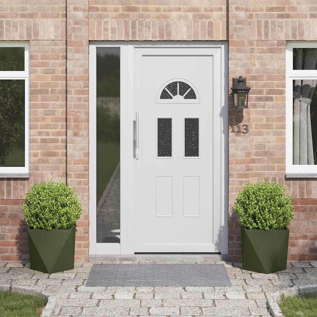 Planteringskärl 2 pcs Olivgrön 40 x 40 x 40 cm Stål