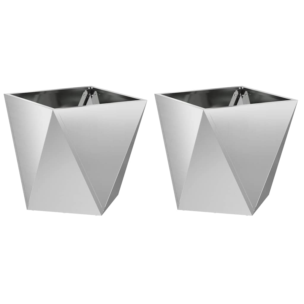 Planteringskärl 2 pcs Silver 40 x 40 x 40 cm Galvaniserat Stål