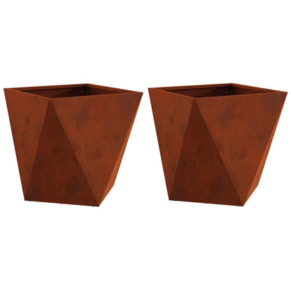 Planteringskärl 2 pcs Rostig 40 x 40 x 40 cm