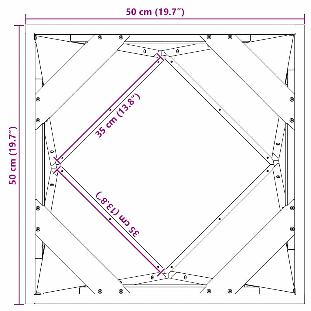 Planteringskärl Svart 50 x 50 x 50 cm Stål