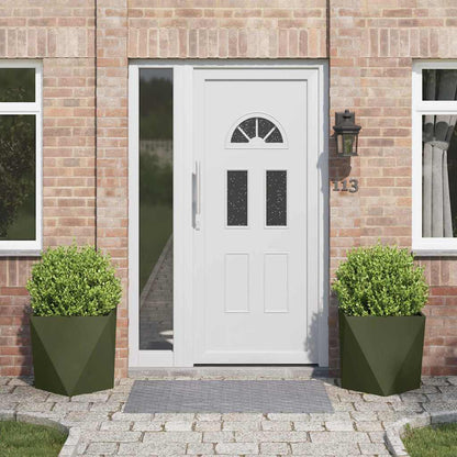 Planteringskärl 2 pcs Olivgrön 50 x 50 x 50 cm Stål