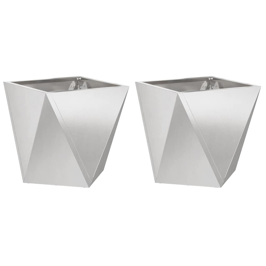 Planteringskärl 2 pcs Silver 50 x 50 x 50 cm Rostfritt stål