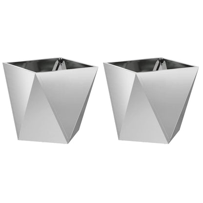Planteringskärl 2 pcs Silver 50 x 50 x 50 cm Galvaniserat Stål