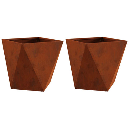 Planteringskärl 2 pcs Rostig 50 x 50 x 50 cm