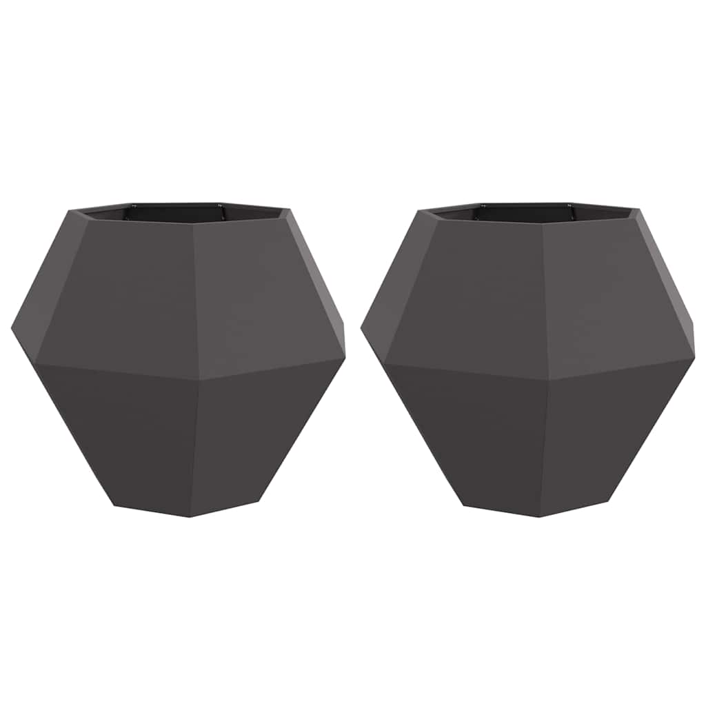 Planteringskärl 2 pcs Svart 100 x 100 x 80 cm Stål