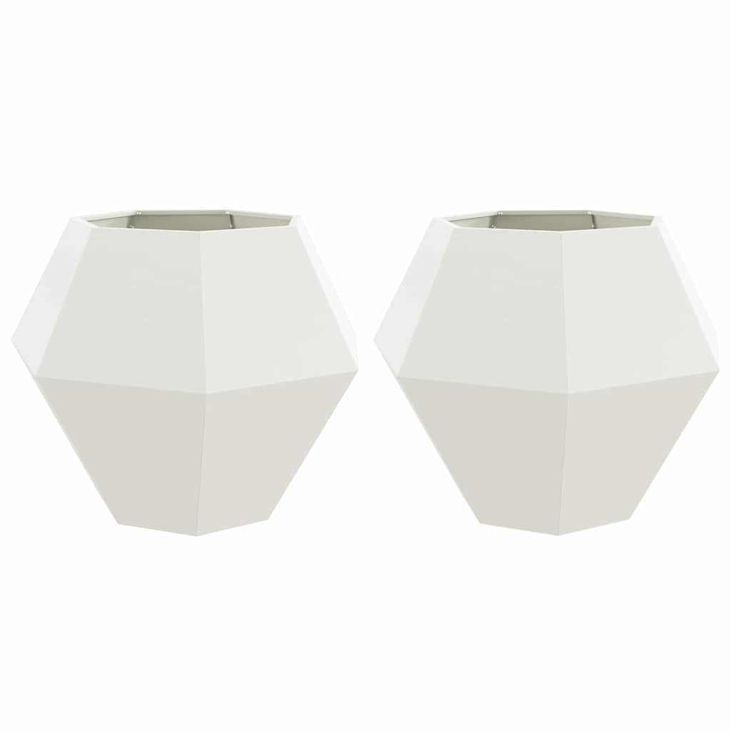 Planteringskärl 2 pcs Vit 100 x 100 x 80 cm Stål