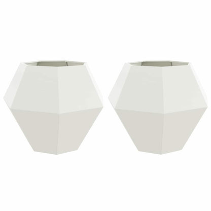 Planteringskärl 2 pcs Vit 100 x 100 x 80 cm Stål