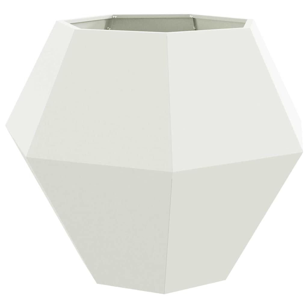 Planteringskärl 2 pcs Vit 100 x 100 x 80 cm Stål