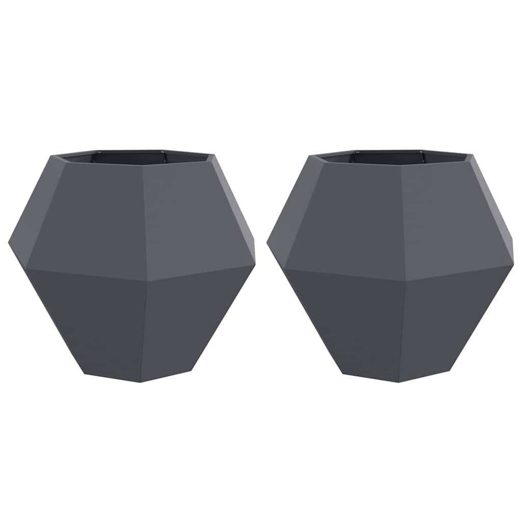 Planteringskärl 2 pcs Antracit 100 x 100 x 80 cm Stål