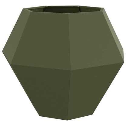 Planteringskärl 2 pcs Olivgrön 100 x 100 x 80 cm Stål