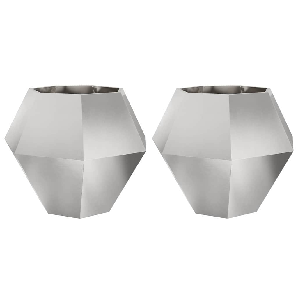 Planteringskärl 2 pcs Silver 100 x 100 x 80 cm Rostfritt stål