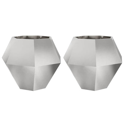 Planteringskärl 2 pcs Silver 100 x 100 x 80 cm Rostfritt stål