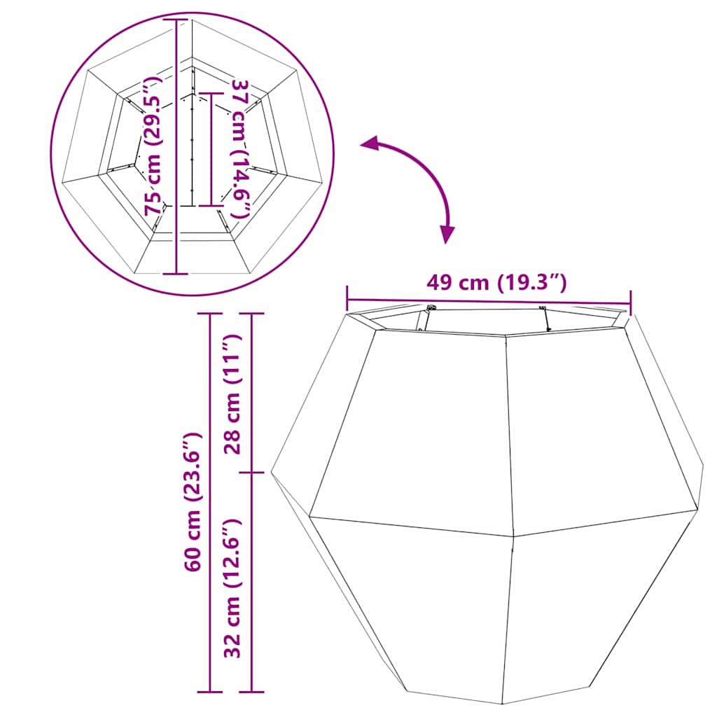 Planteringskärl 2 pcs Svart 75 x 75 x 60 cm Stål