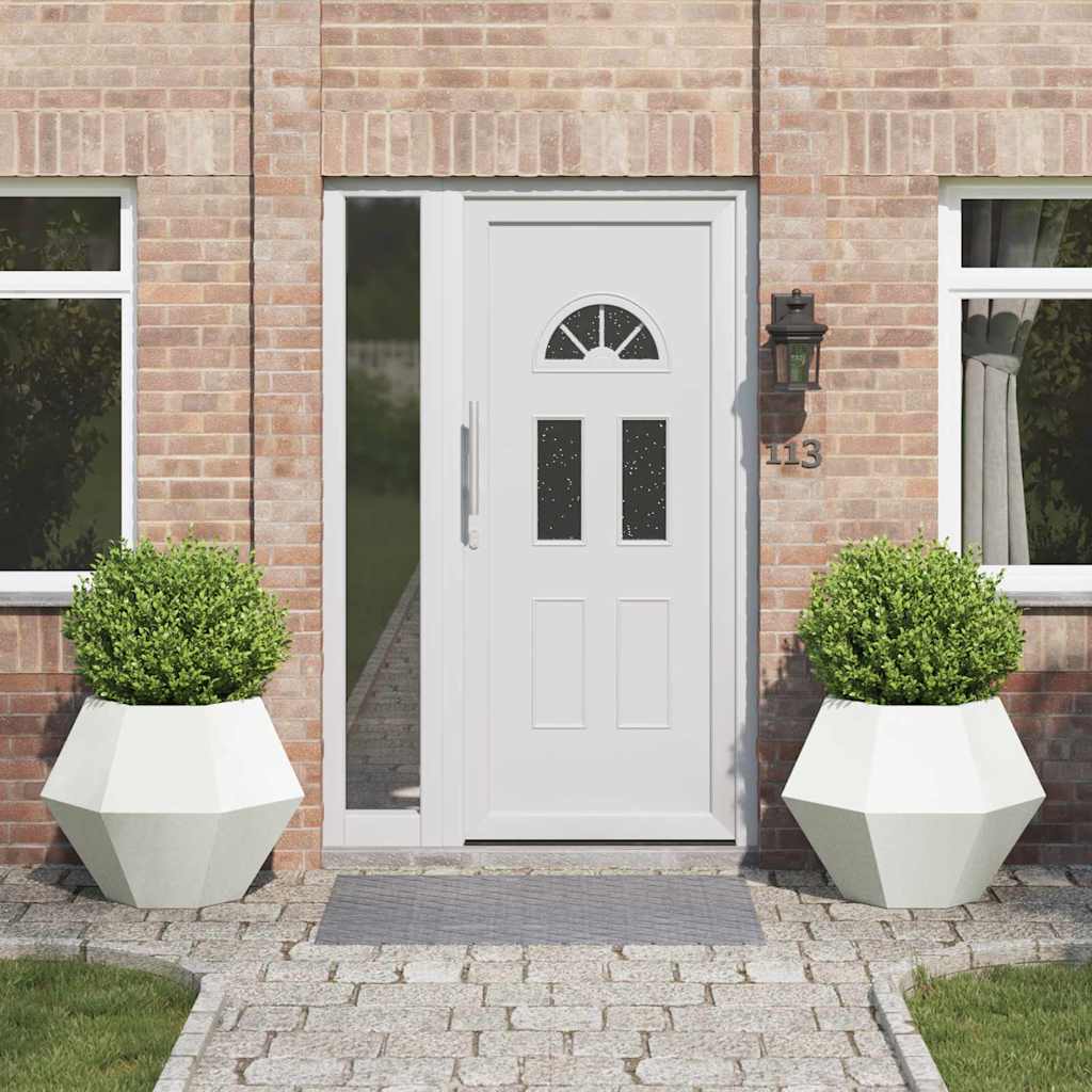 Planteringskärl 2 pcs Vit 75 x 75 x 60 cm Stål