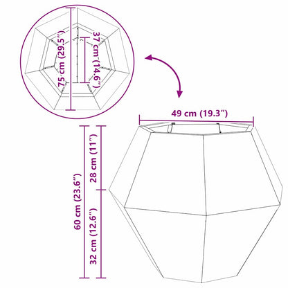 Planteringskärl 2 pcs Antracit 75 x 75 x 60 cm Stål