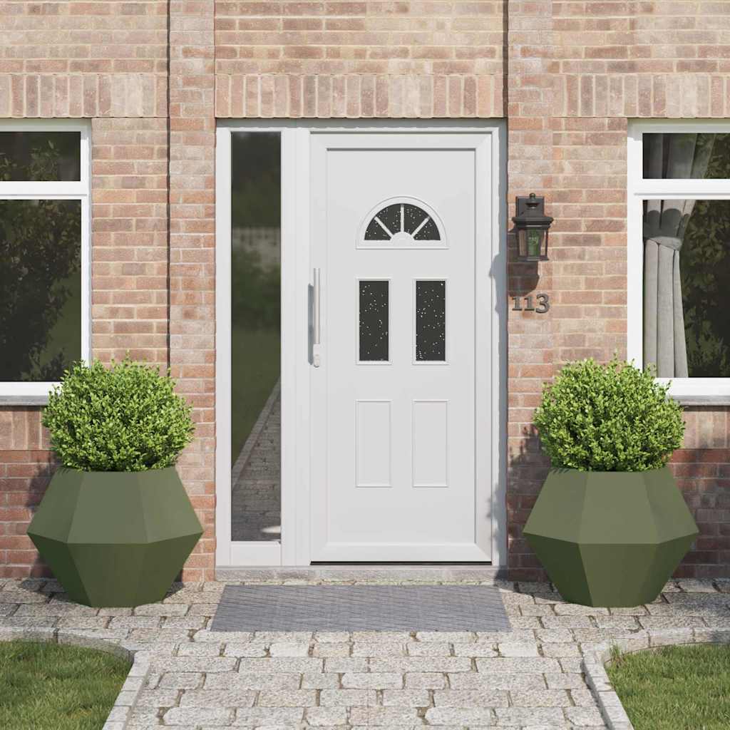 Planteringskärl 2 pcs Olivgrön 75 x 75 x 60 cm Stål