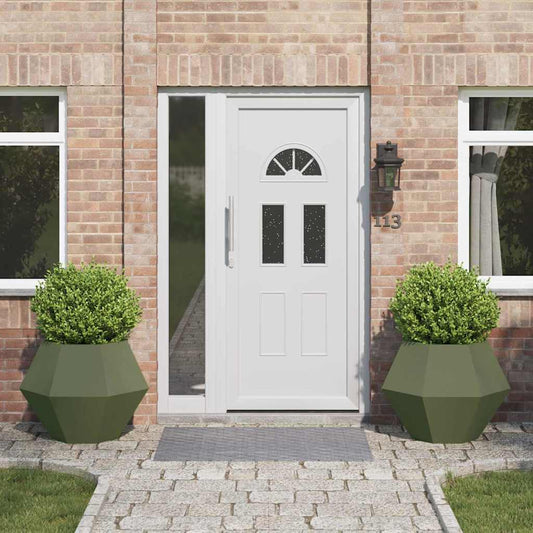 Planteringskärl 2 pcs Olivgrön 75 x 75 x 60 cm Stål