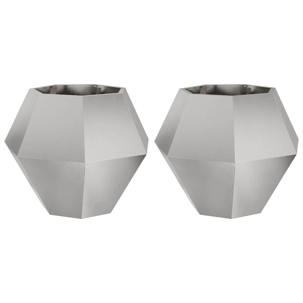 Planteringskärl 2 pcs Silver 75 x 75 x 60 cm Rostfritt stål