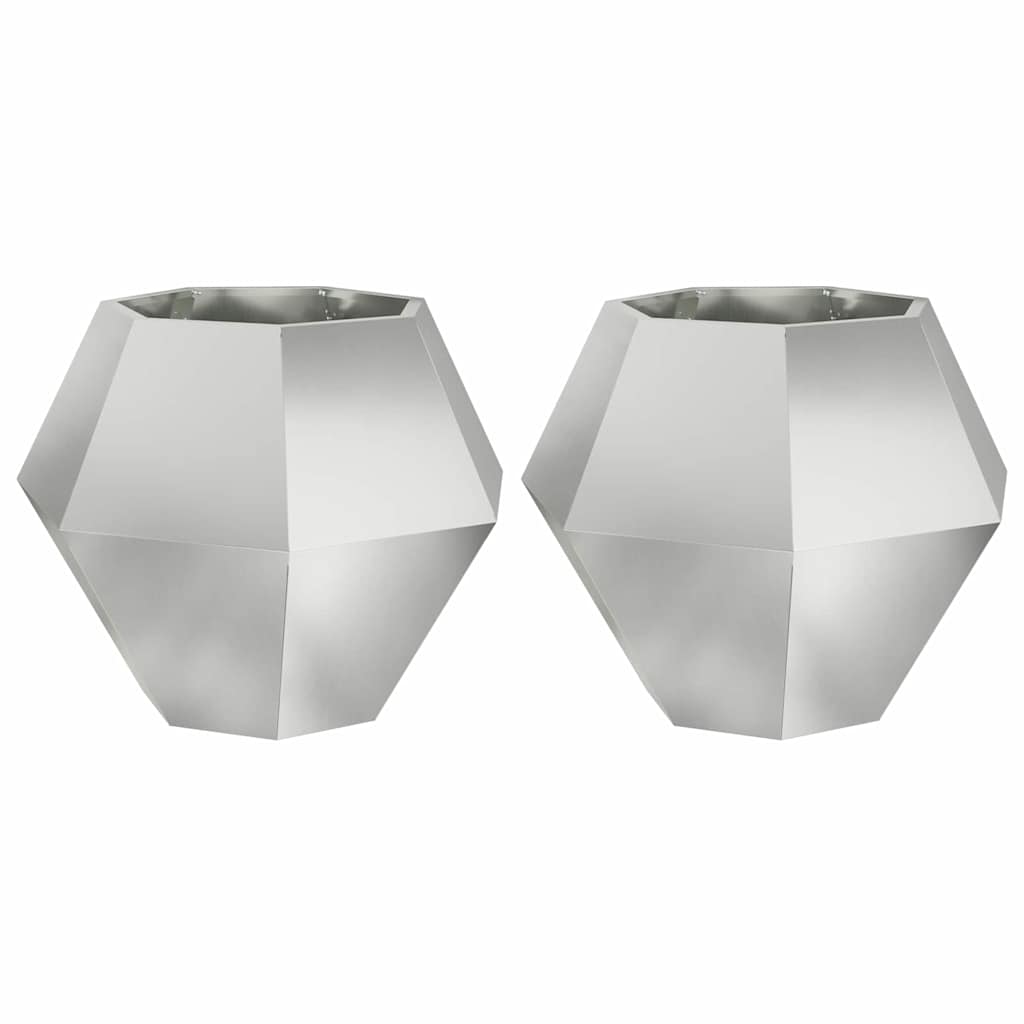 Planteringskärl 2 pcs Silver 75 x 75 x 60 cm Galvaniserat Stål